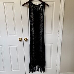 Black Crochet Fringe Maxi Dress
